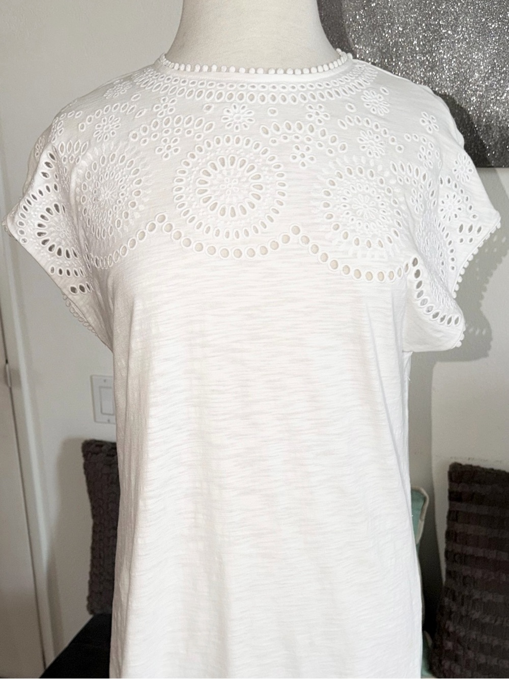 NEW Boden White Eyelet Cotton Shift Dress Size 10 Embroidered Summer Dress